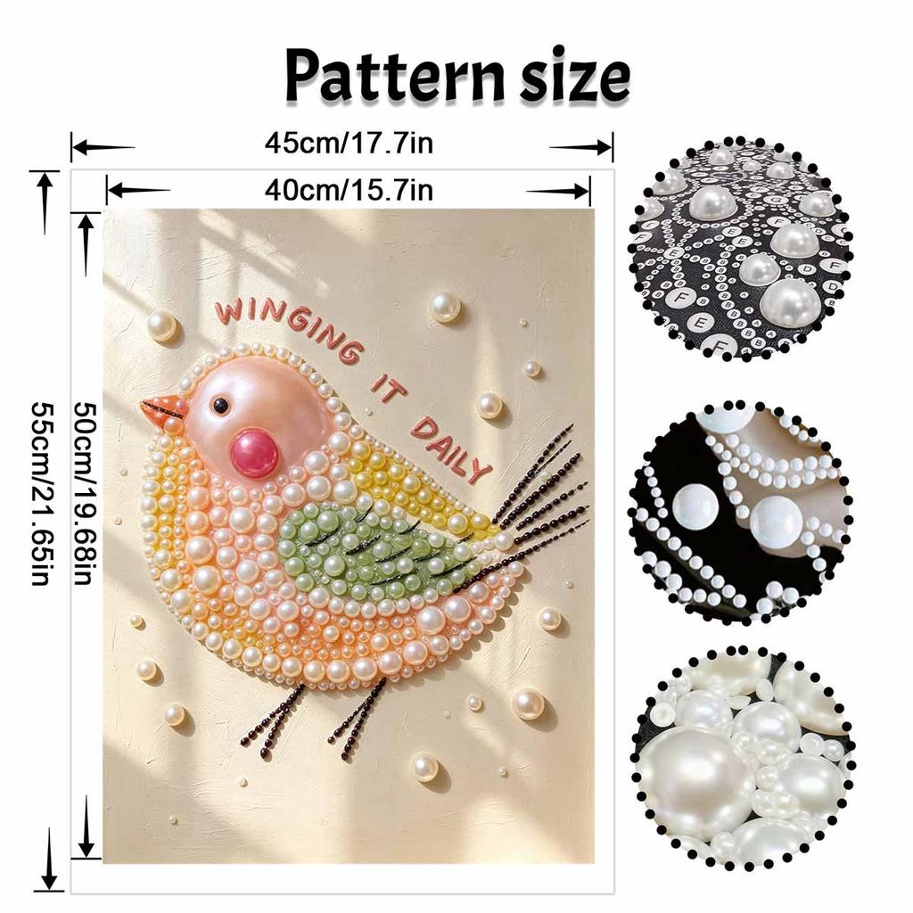 Cute Little Bird Pearl Bead Painting Kit with Frame Sparkling Canvas Art Romantic Bedroom Decor Gift for Adults Home Wall Decor Crafting