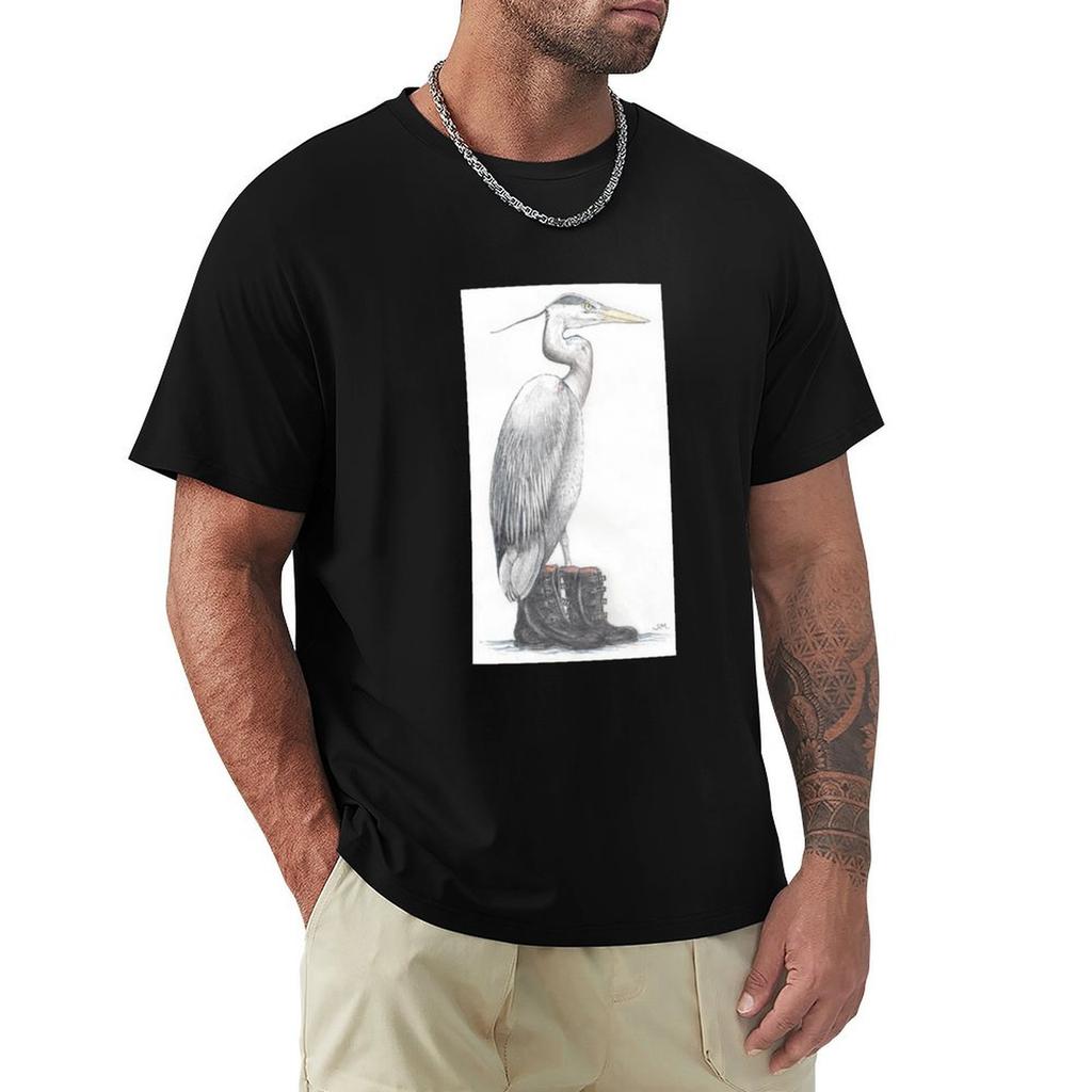 Great blue heron in galoshes TShirt for a boy graphic shirts compression shirt men
