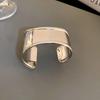 Personality Stainless Steel Irregular Glossy Liquid Metal Wide Opening Bangles Arm Ring for Women High Quality Designer Jewelry