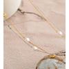Eetit New Square Chain Stylish Stainless Steel Simulated Pearls Layered Stacking Necklace Women Fashion Charm Collar Jewelry