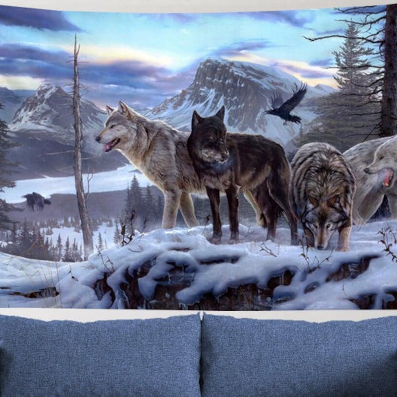 Tapestry wolf wolves 75x100 чёрный