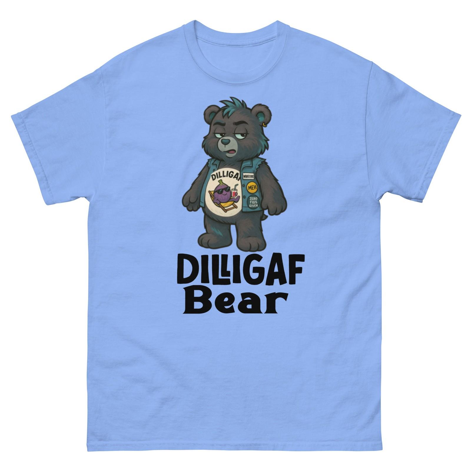 Unisex DILLIGAF Bear Tee, Funny Care Bear T-Shirt Mens Womens Tees Top, Care Bear Inspired Tee S
