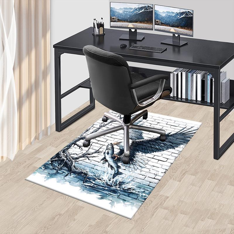 1PC Eagle Fish Non-Slip Floor Carpet Compatible for Office&Living Room&Dining Room - Flat-Weave Machine- Soft & Pattern-E279