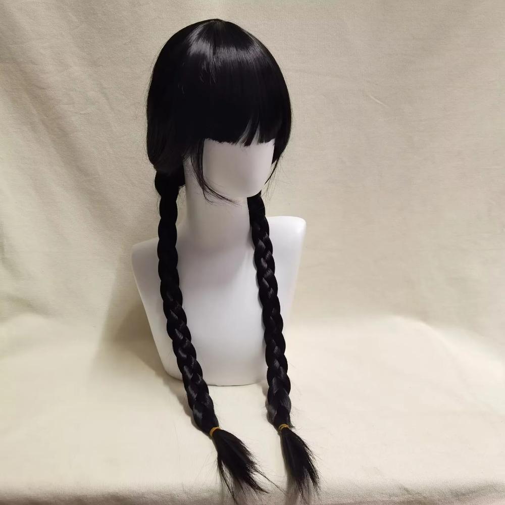 

Cosplay Wigs Long Black Braids Hair Heat Resistant Synthetic Wigs Bangs Halloween Party Bangs Pigtails Long Black Braids (black,One Size) чёрный