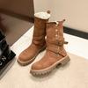 Fashion Thicken Plush Snow Boots for Women Winter Faux Fur Platform Ankle Boots Woman Mid-calf Buckle Snow Boots Cotton Shoes I08