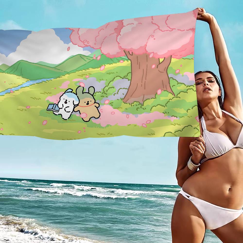 Cute M-Maltese Bath Towel Microfiber Soft Water Absorbing Breathable For Girl Kids Decorative Cartoon Beach Towel