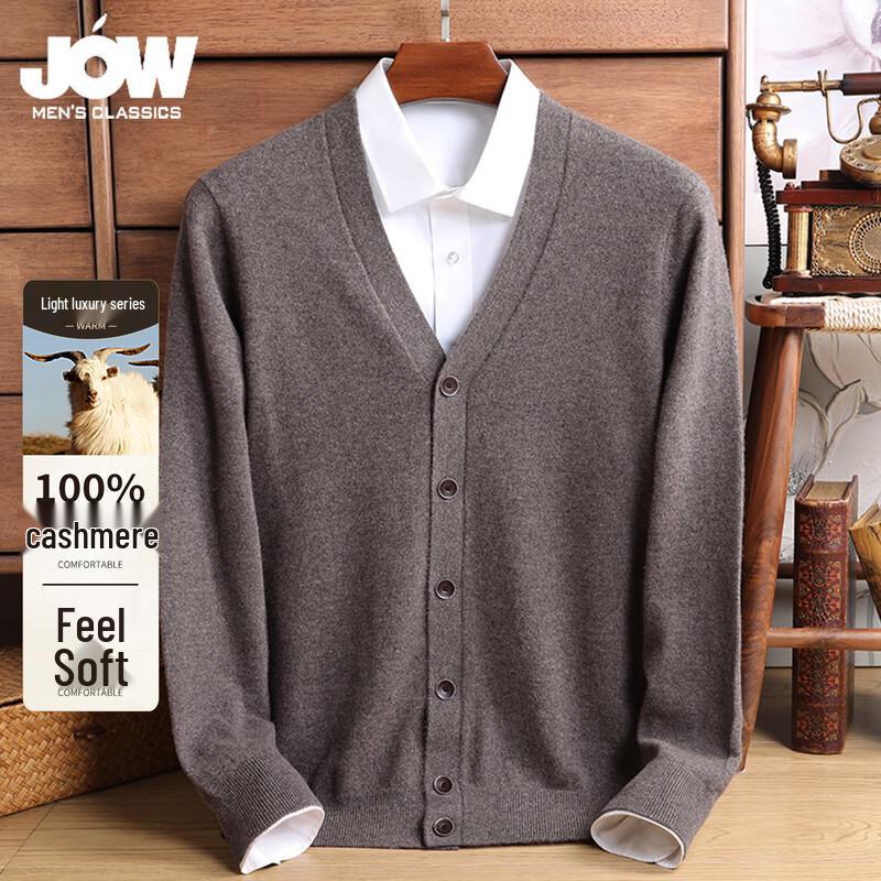 JOW Men's 100% Cashmere V-Neck Cardigan