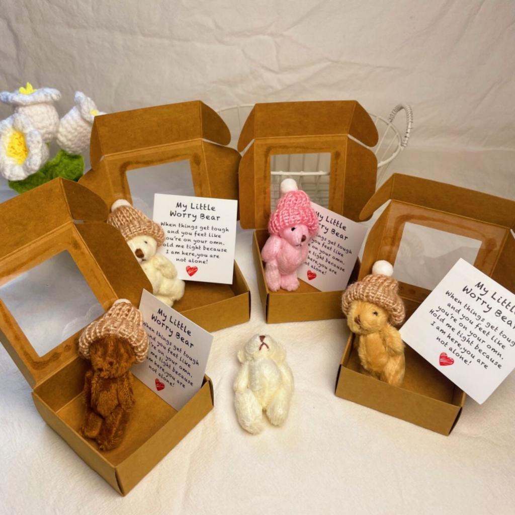 Bear In A Box, Handmade Plush Teddy Bear In Box, Support Inspirational Keepsake With Positive Message Card, A Plush Animal Gift For Friends Or Lovers