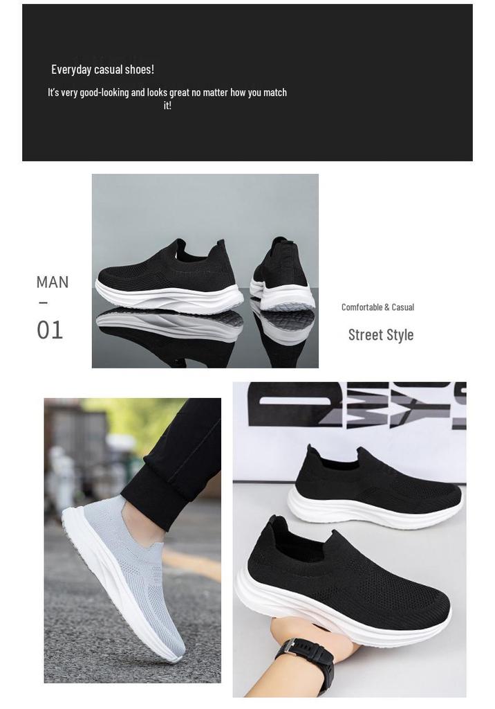 Men's Korean Style Breathable Mesh Slip-On Casual Sports Shoes