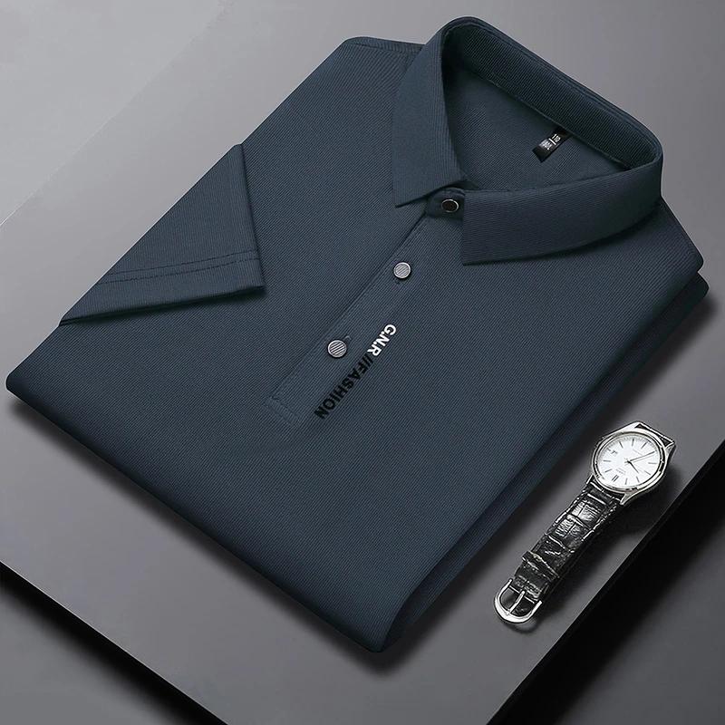 STORN Men's Short Sleeve Solid Color Polo Shirt Breathable Comfortable Elastic Top New Arrivals Casual Business Style