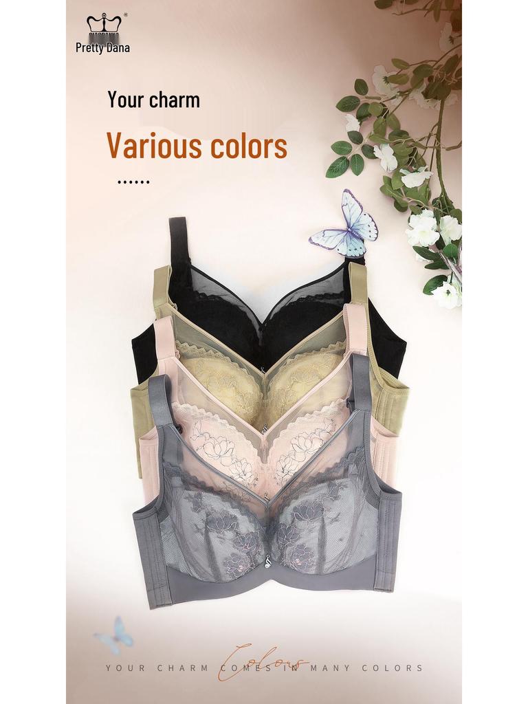 CDE Light Luxury Lace Underwire Bra for Big Busts - Slimming, Lifting, and Gathering Effect