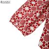 ZANZEA Women Casual Round Neck 3/4 Sleeve Loose Print Blouse
