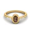 Bezel Set 0.67 Ctw Oval Smoky Quartz 925 Sterling Silver Gold Vermeil Solitaire Women Wedding Ring