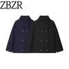 Autumn and Winter New Arrivals Women's Clothing Zr European and American Style Export Fashion Simple Versatile Double-Breasted Long-Sleeve Wool Coat