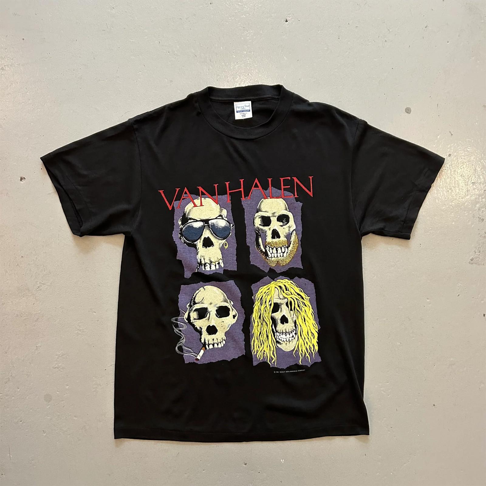 Van Halen OU812 World Tour 1988 Heavy Cotton Black Unisex T-shirt Size S-5XL S