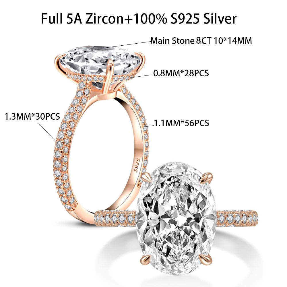 COSYA 8CT 10*14mm Oval geschliffener Vollmoissanit Ring S925 Silber Funkelnder D Lab Diamant Ehering Für Frauen Luxuriöser Feinschmuck