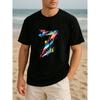 European Size Men' Number 7 Print Cotton T-Shirt - Relaxed Fit Short Sleeve Round Neck Casual Shirt, Suitable for All Seasons, Machine Washable
