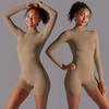 Half Open Collar Zipper Jumpsuit For Fitness, Sporty, Sexy, Tight Fitting Jumpsuit, Brushed, Nude, Skin Friendly Yoga Suit For Women