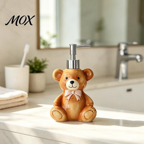 Bear Shape Soap Dispenser Christmas Ceramic Dispenser, Gingerbread Man House Liquid Hand Holiday Container, Refillable Shower Gel Lotion Bottle