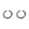 French Retro Blue Geometric Circle Ear Cuffs - Elegant Ethnic Style Statement Earrings