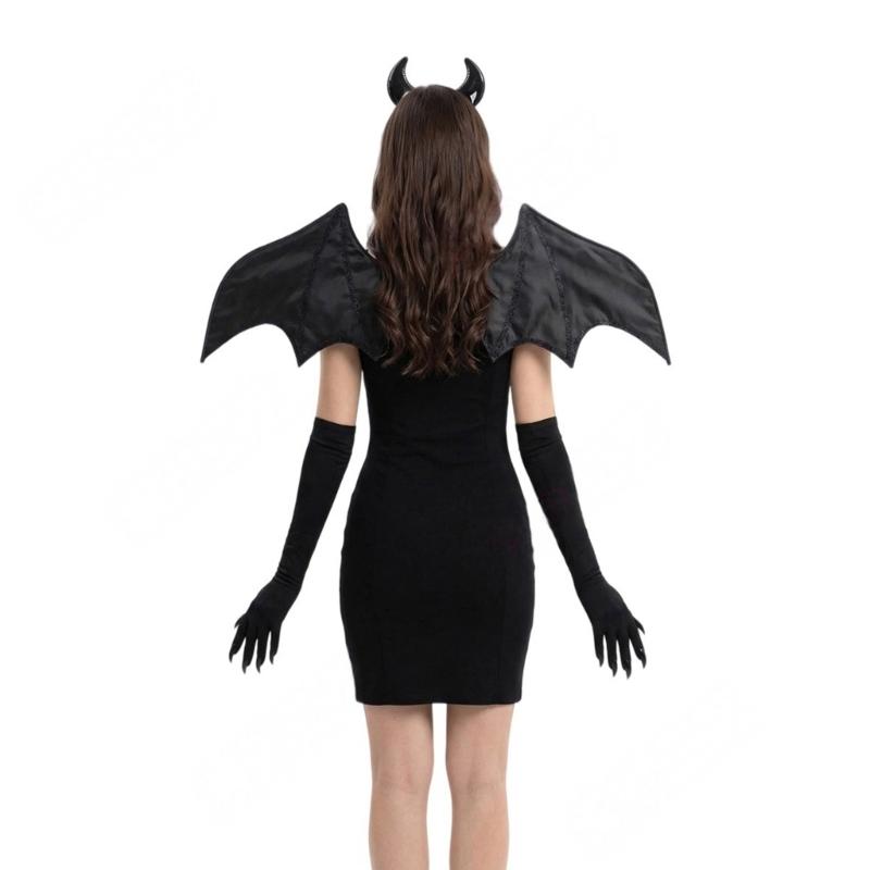 Halloween Bat Costume Accessories Bat Wing Evil Horn Headband Gloves for Halloween Party,Cosplay,Costume Ball,Carnivals