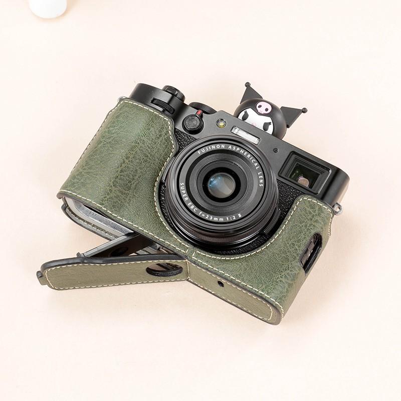 PU Leather Camera Case Fujifilm X100V - Slim Single Shoulder Bag With Arc Strap Neutral Style Men Women
