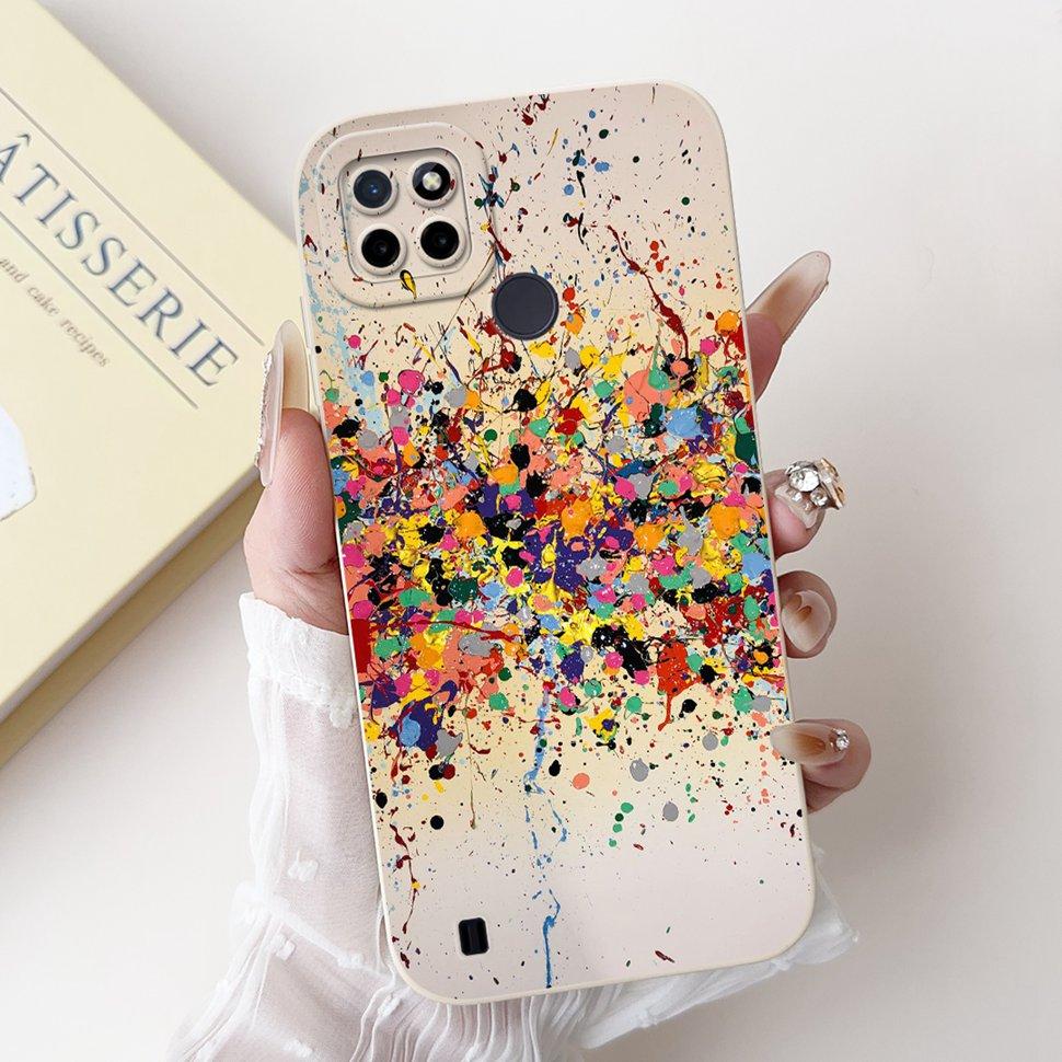 For Realme C21Y Case Luxury Painted Cover  RMX3261 RMX3263 Soft Silicone Phone Case For Realme C 21Y C21Y Coque TPU Back Cover