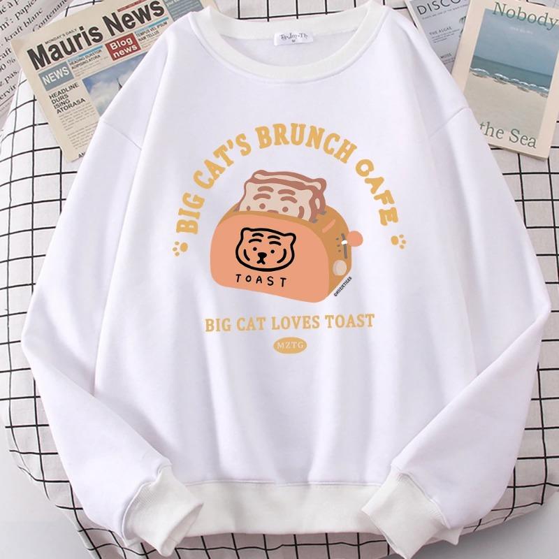 Cat Bread Maker Funny Cartoons Hoodies Women Autumn Fashion Sweatshirt Harajuku Hoody Loose Comfortable Clothing Hoodies & Sweatshirts Women’s