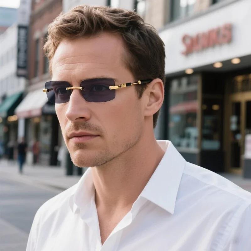 Neutral Fashion New Rimless Sunglasses Personalized Multi-Color Glasses Outdoor Driving Travel Uv Protection Sunshade Sunglasses