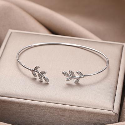 European and American New Creative Leaf Bracelet Open Leaf Bracelet Niche Boutique Fashion Fresh Jewelry Accessories