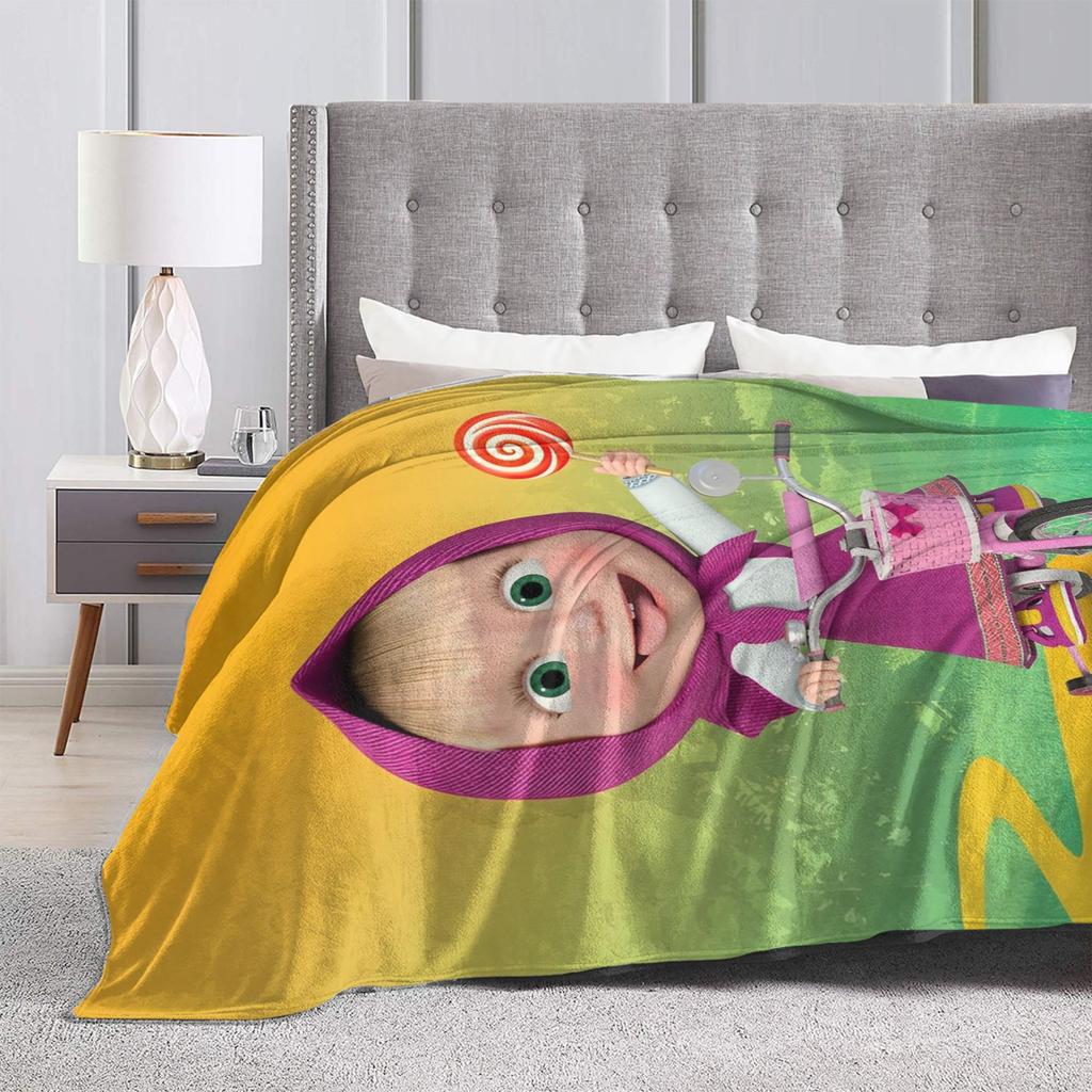 Cute Cartoon M-Masha And Bear Fleece Throw Blanket Blanket for Home Outdoor Soft Bedroom Quilt,