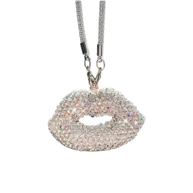 Exciting  Lip Crystal Car Rear View Mirror Ornament Stylish Hanging Pendant Fashion Auto   Ornament Colorful for Women