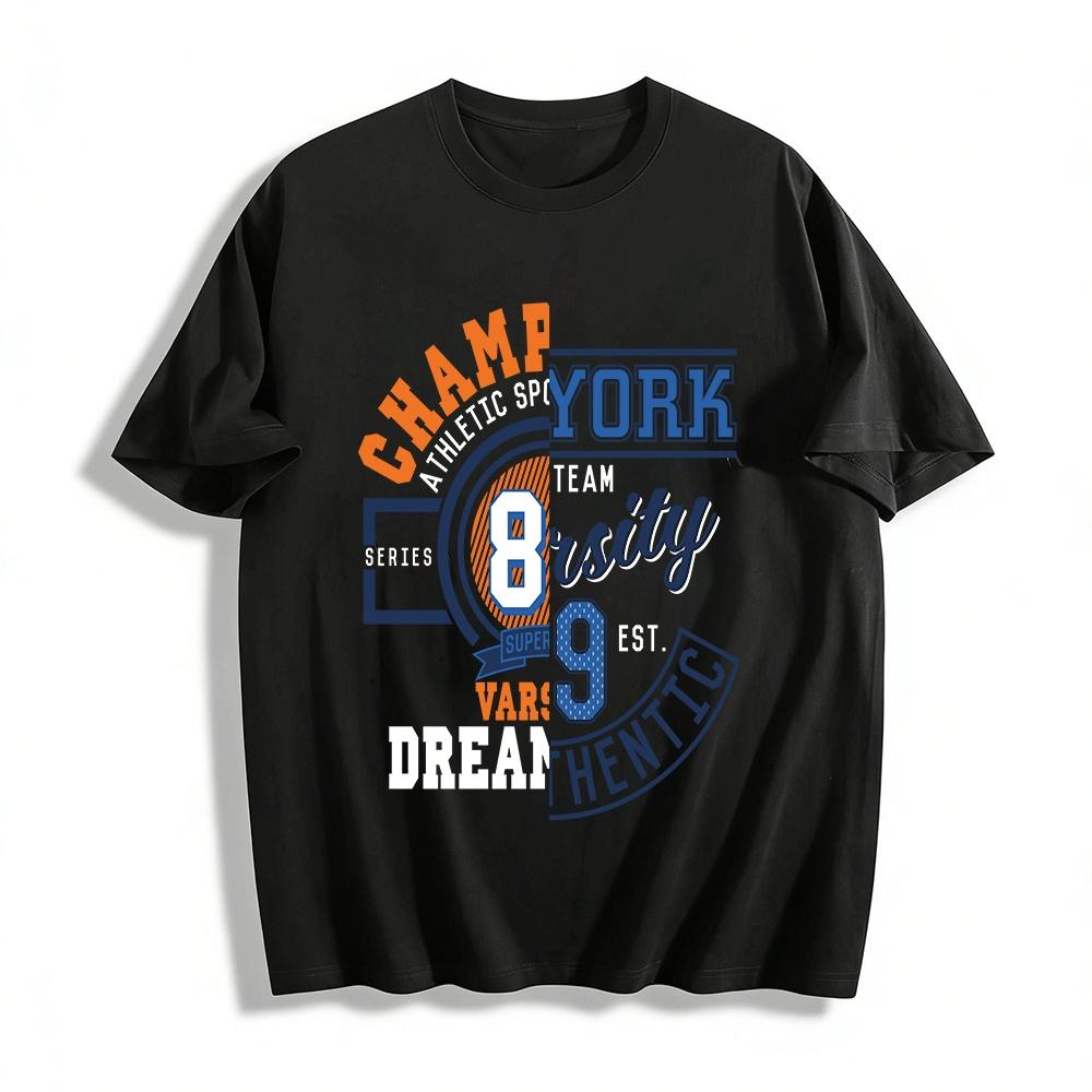 

American Campus Style Letter Number Print Casual T-Shirt Pure cotton T-shirt XXS