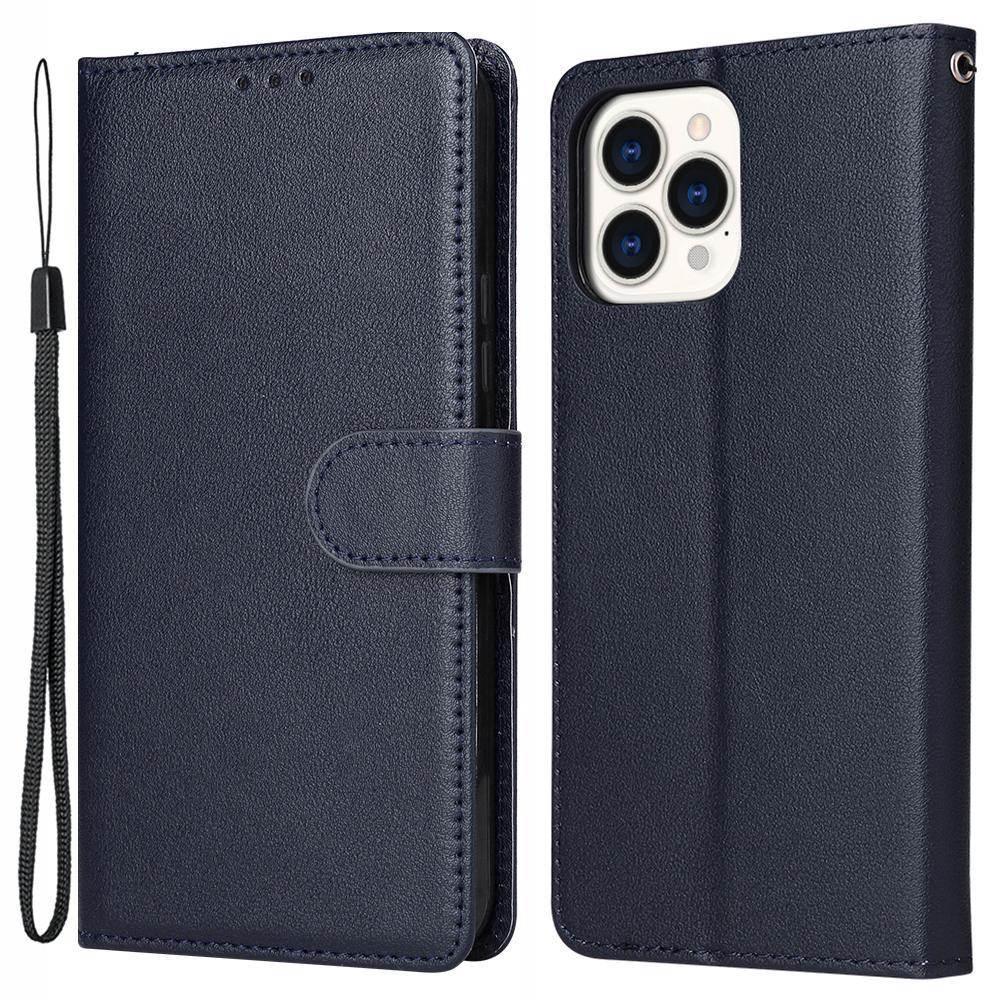 For iPhone 13 Pro Max 6.7 inch Case PU Leather Wallet Flip Phone Cover with Wrist Strap