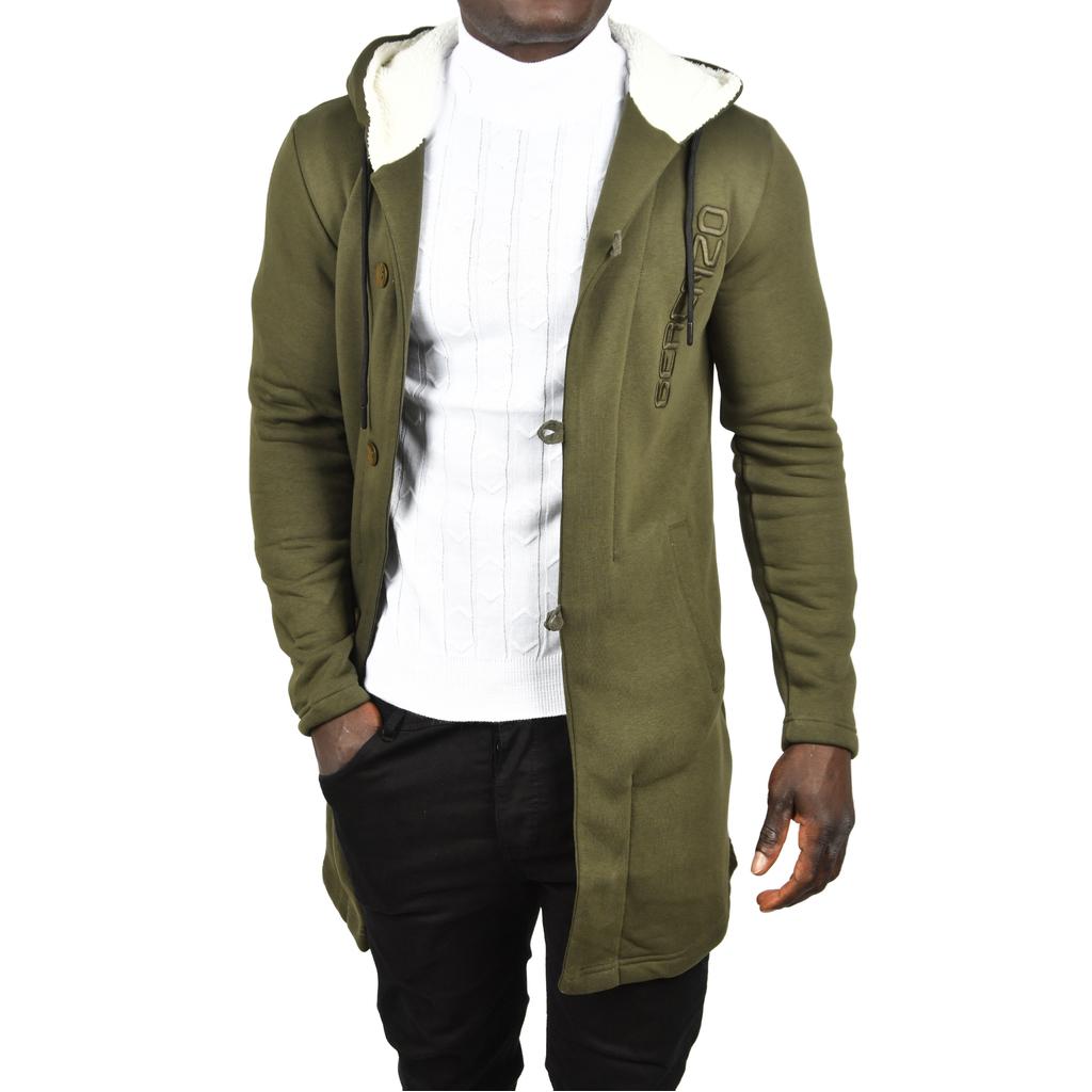 DeepSEA Düğmeli Kapüşonlu Dar Kesim Panço Uzun Hırka 2500644