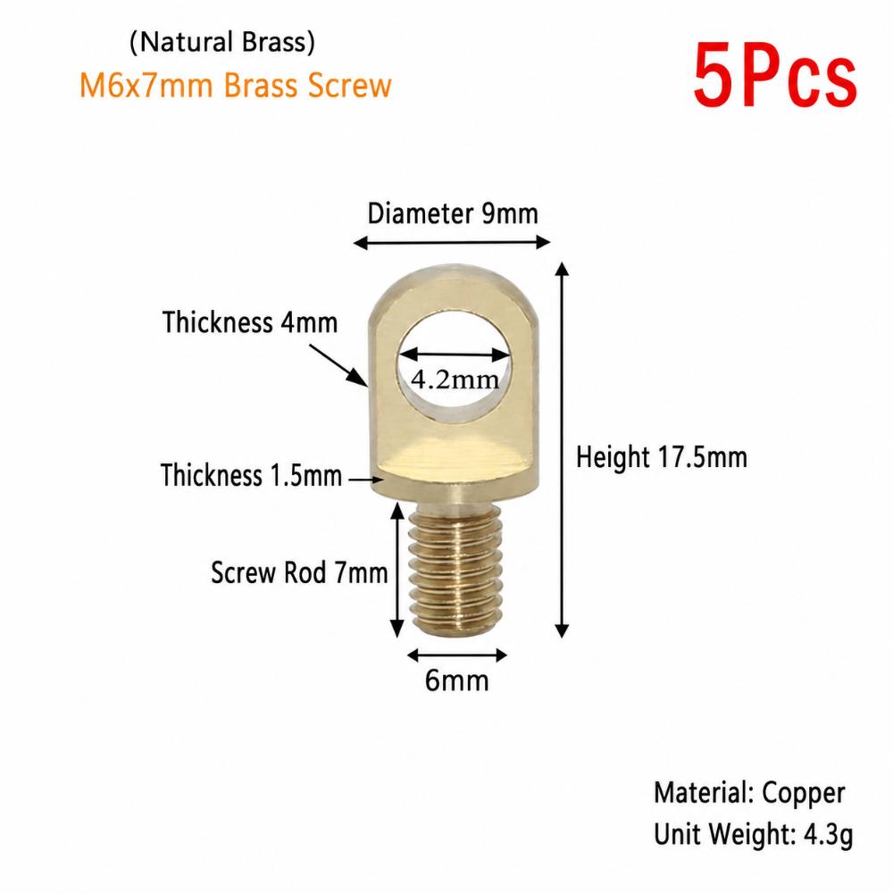 5Pcs M3-M10 Brass Eye Bolts Brass Lifting Ring Eye Bolt for Wire Rope Plant Light Suspension