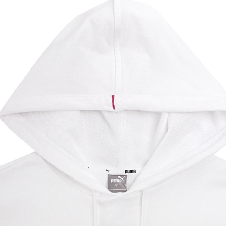 Puma Color Block Letter Logo Pattern Hoodie Women Tops White 670957-02