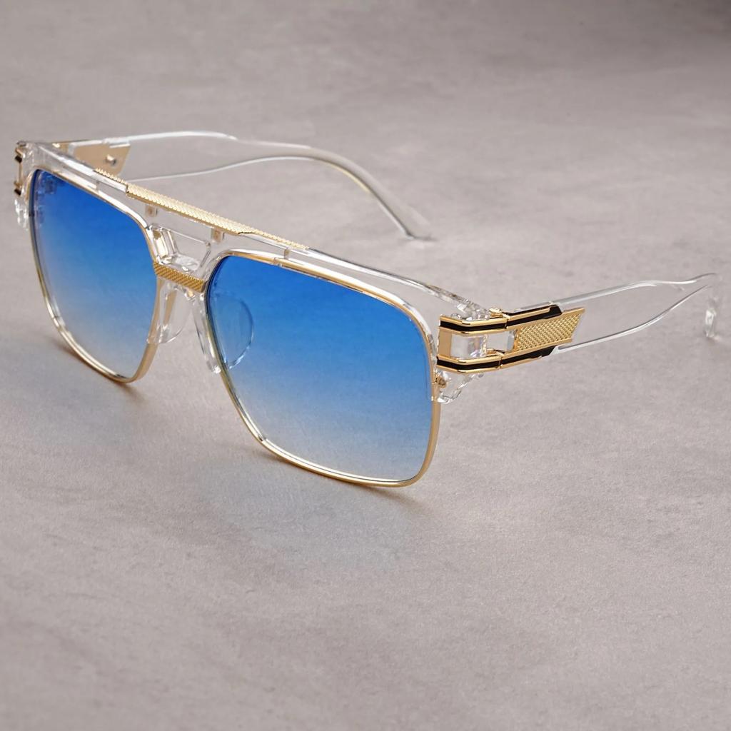Occhiali da Sole da Uomo con Montatura Grande New Modern Retro Stile Ins Street Style Marca Grande Lenti Gradiente Cool per Uomo