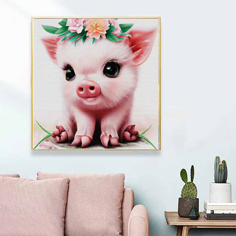 Nowość 5D DIY Pełne Okrągłe Malowanie Diamentami "Świnka" Haft Krzyżykowy Dekoracja Domu Prezent