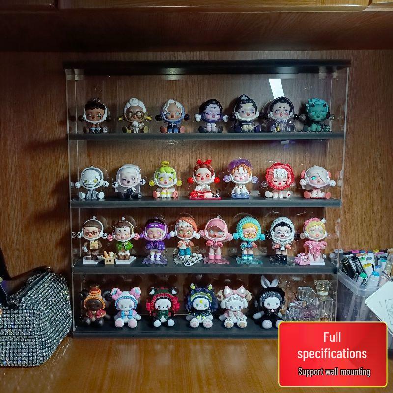 Multi-layer Black Wall-mounted Display Rack for Dolls, LEGO, Hand-made Figures, and Pop Mart Blind Box Molly