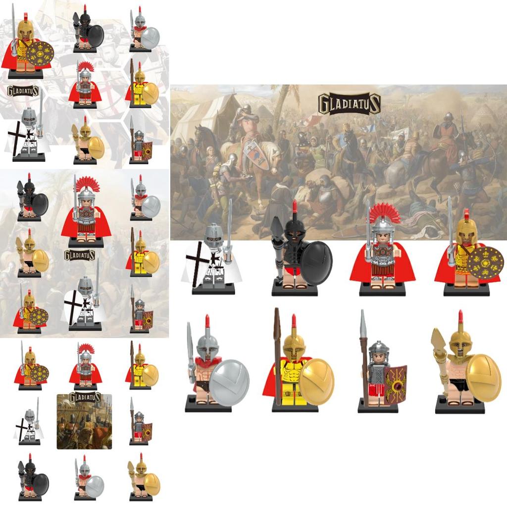 Premium Plastikbausteine Spielzeug X0164 Antike Römische Spartanische Kreuzfahrer Figuren Set X643-650