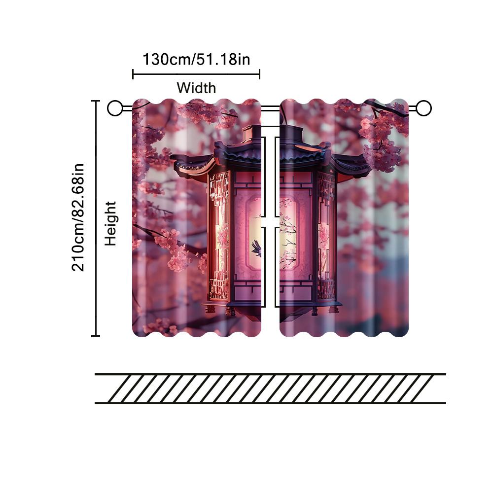 2 Pcs, Filtering Curtains (Excluding Rods, Non-Movable, Without Batteries) A Set Of China Lanterns For Use In Bedrooms And