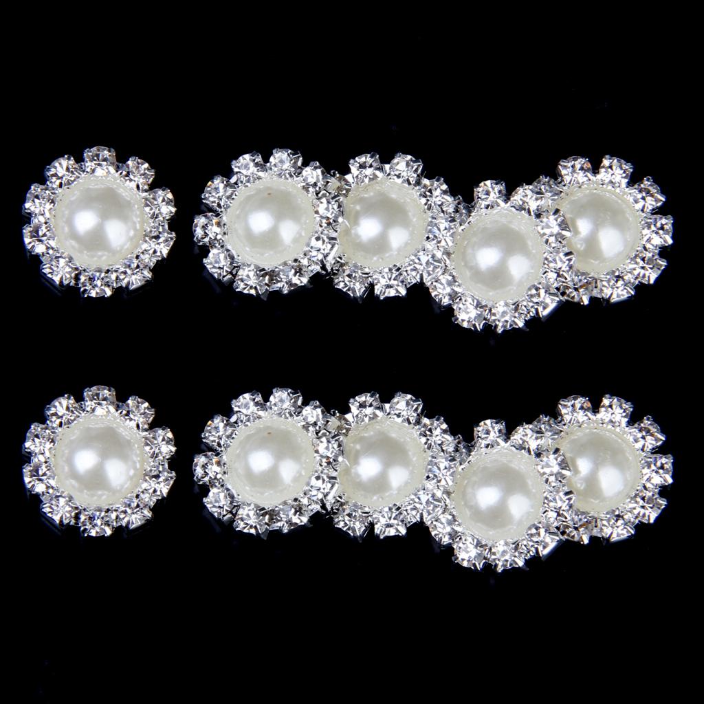 5pcs 30mm Crystal Rhinestone Buttons Pearl Flower Embellishments Buttons Flatback DIY Buckles for Wedding Jewelry Shoes Decor