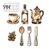 Removable Wall Decals 7Pcs Farmhouse Coffee Themed Wooden Decor, 2D Flat Kitchen Art Rustic Decor Plaques, Retro Ornaments for Home Dining Room