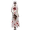 Women Zombie Bride Costume Dress Ghost Bride Halloween Outfit Polyester Horror Wedding Style Cosplay Party for Adults
