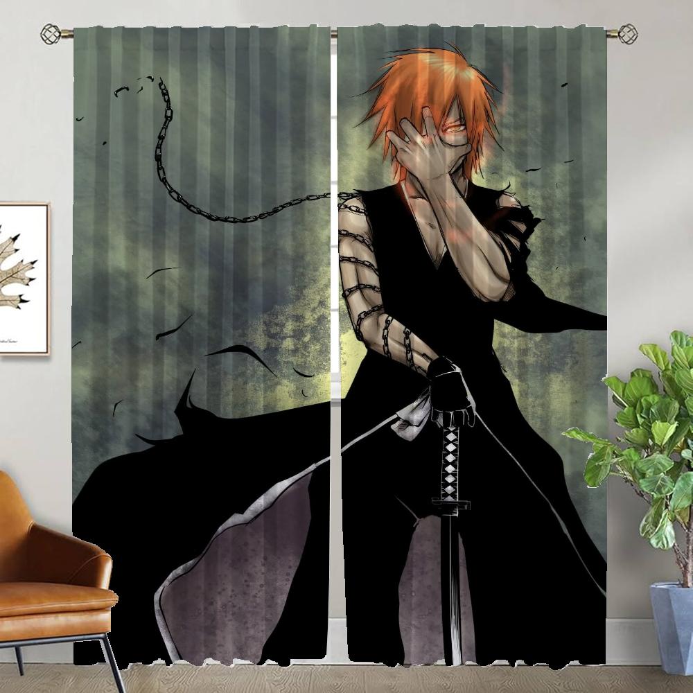 Curtains for Living Room Curtain BLEACH Halloween Decoration Shades Tulle for Bedroom Partition Home Interior Curtains 2 Pieces