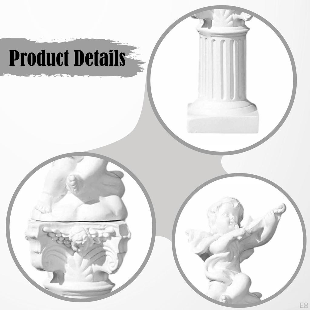 Cherub Statue Mini Greek Column Little Angel Figurine Artwork Small Roman Pillar for Room Bedroom
