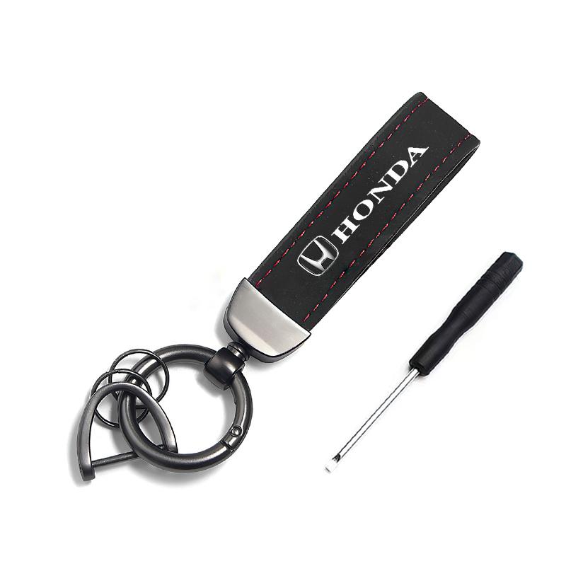 Honda Calfskin Car Keychain Zinc Alloy Auto Keyring Accessories For Honda civic accord fit jazz pilot CRV odyssey passport city OC3