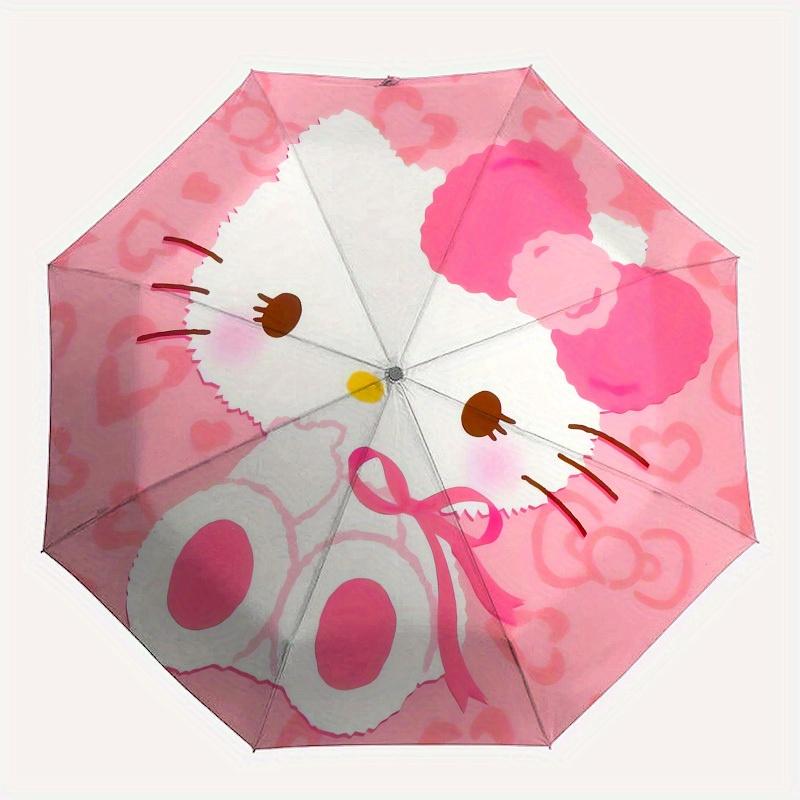 1pc Hello Kitty Pink Background Umbrella with Plastic Handle,Suitable for All Seasons Home Travel Outdoor UmbrellaSanlio699