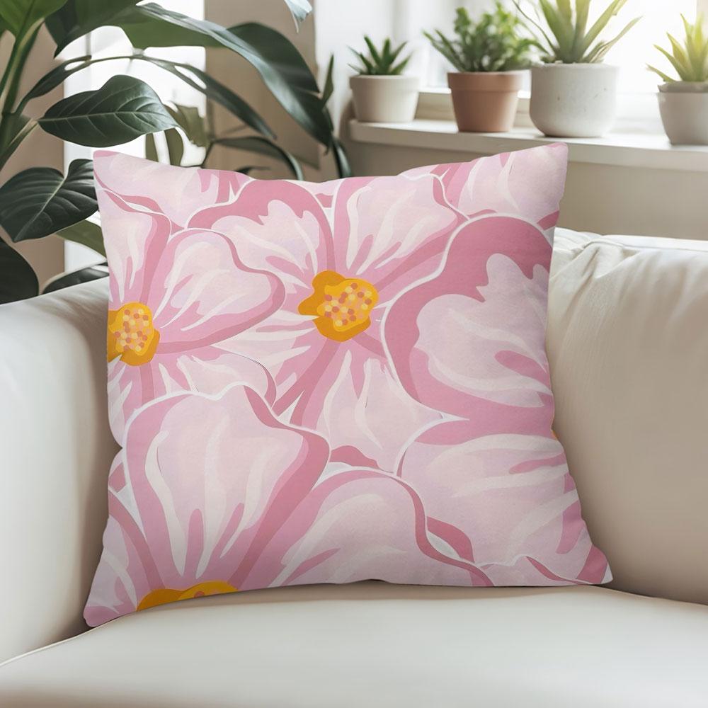 Blush Cosmos Square Jacquard Pillow Cover for Sofa Office Waist Cushion Cover Home Decorative Pillowcase